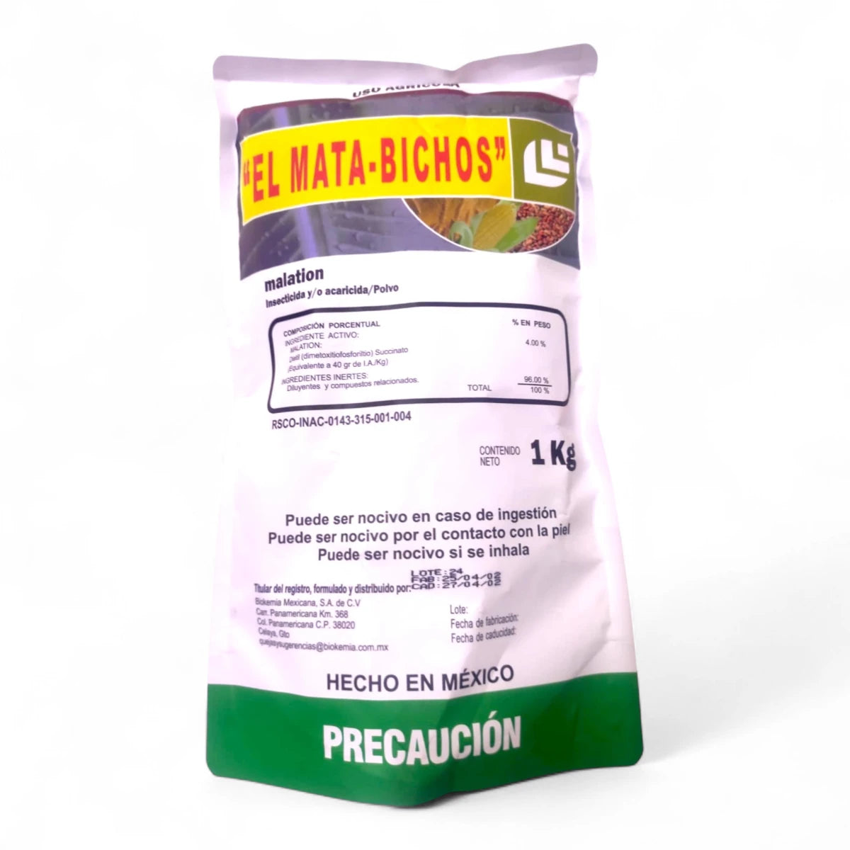 Bolsa de 1kg de El mata-bichos, insecticida en polvo con malation para cultivos de granos