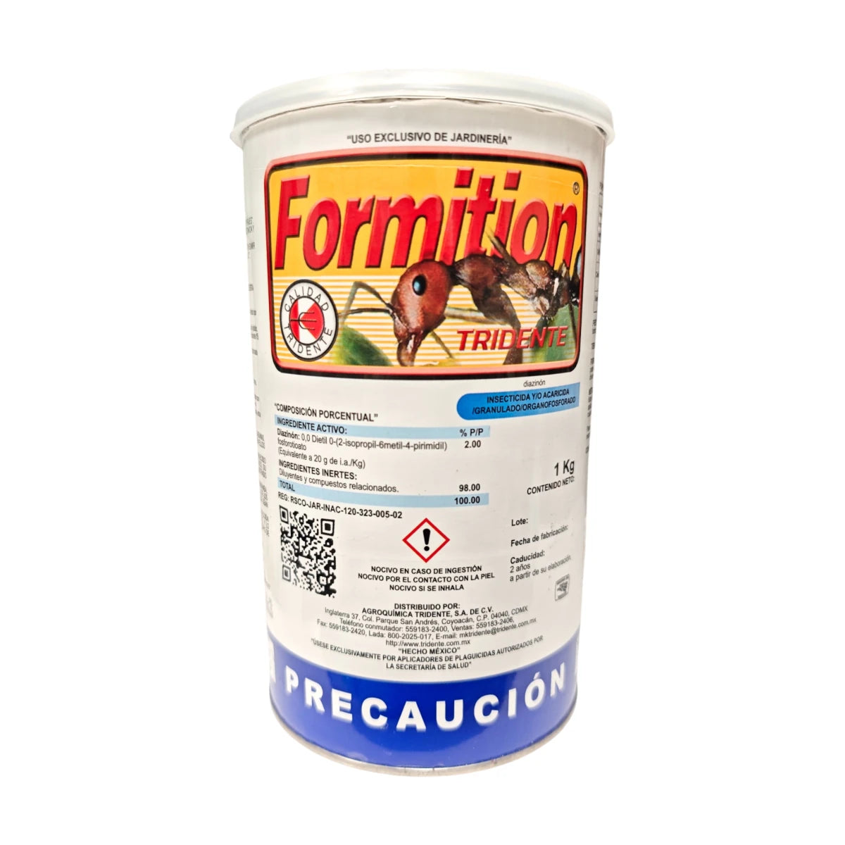 Bolsa de Formition insecticida granulado con Diazinon 2%, ideal para controlar hormigas, grillos y gusano trozador en jardines y huertos.