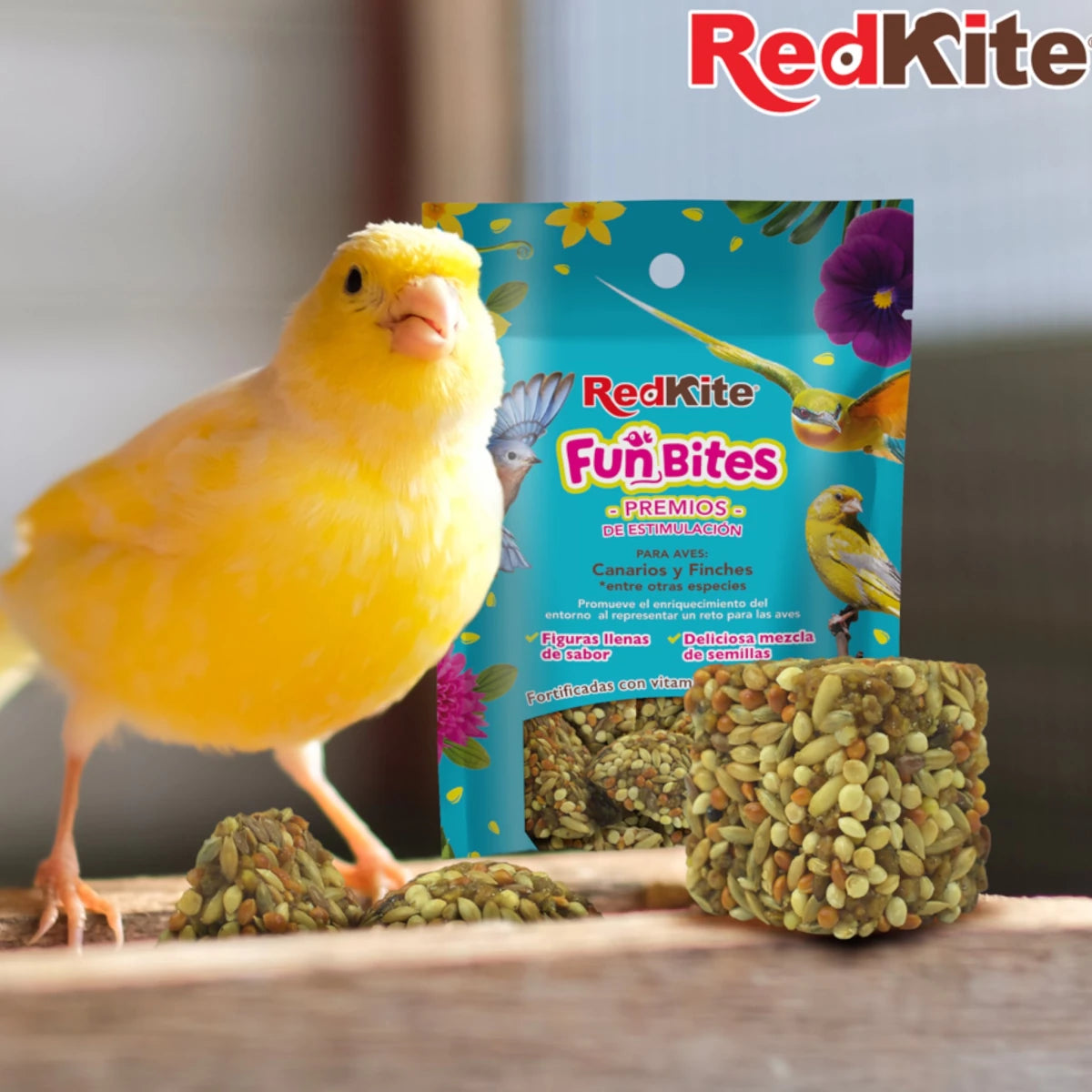 Snack natural FunBites RedKite para aves granívoras contenido 150 gramos