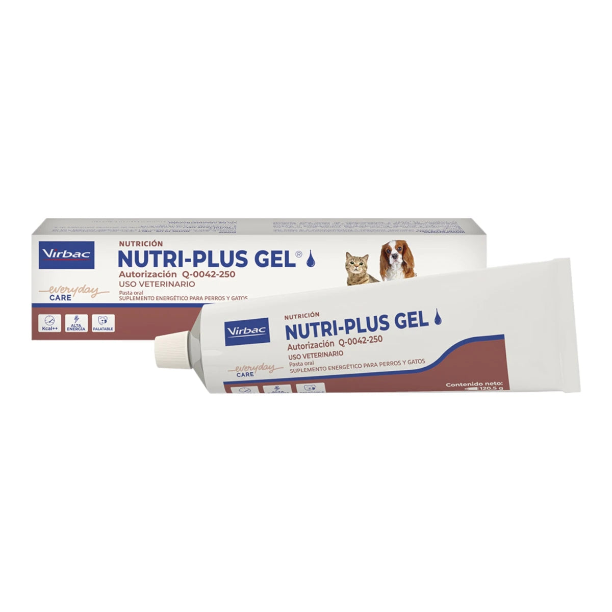 Tubo de Nutri Plus Gel para perros y gatos, suplemento energético y vitamínico en gel de 120 g para apoyar energía y recuperación.