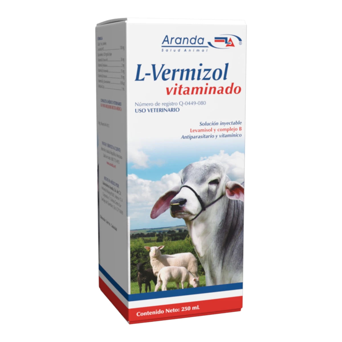 L-Vermizol Vitaminado 250 ml, tratamiento contra parásitos internos y suplemento vitamínico