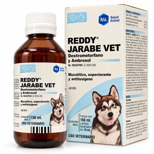 Envase de Reddy jarabe Vet de Labratorio Pisa en presentació de 150mL