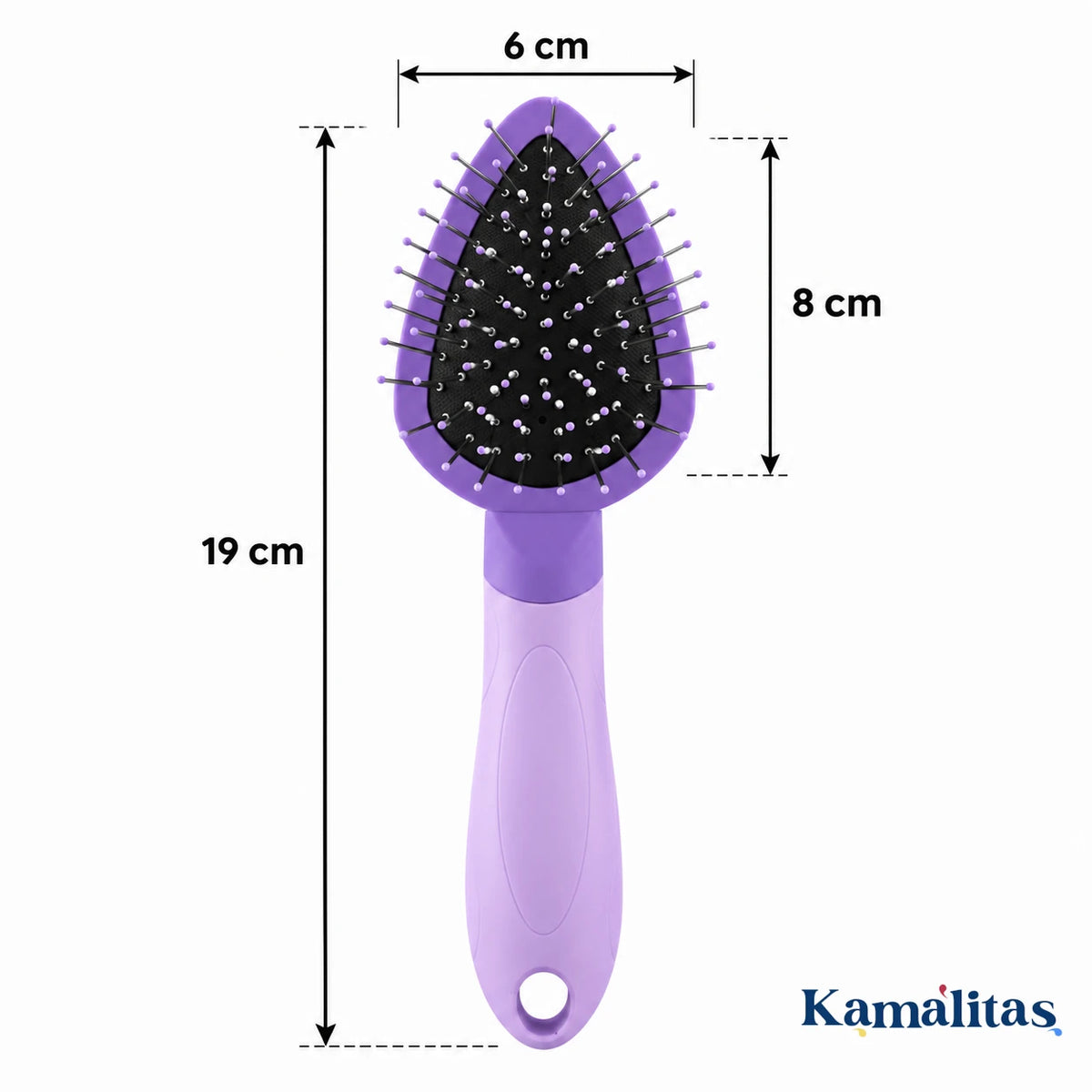 Cepillo doble Fancy Pets con medidas de 19 cm de largo, 6 cm de ancho y cabezal de 8 cm.