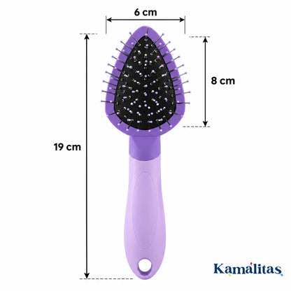Cepillo doble Fancy Pets con medidas de 19 cm de largo, 6 cm de ancho y cabezal de 8 cm.