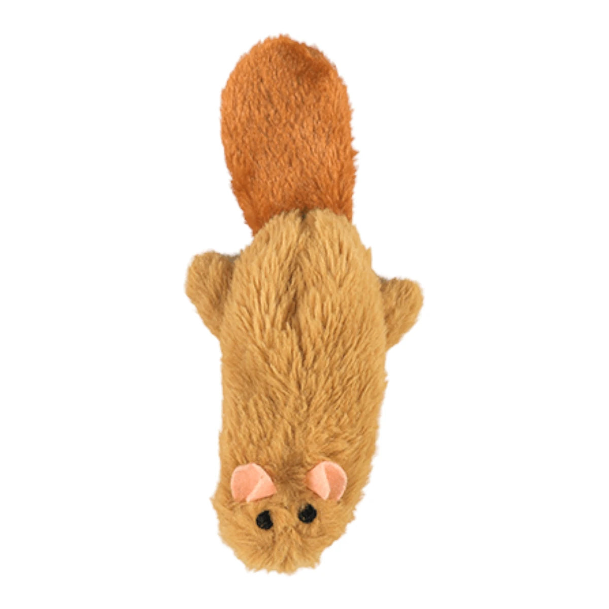 Vista superior del peluche para gato Ardilla de Fancy Pets, diseñada para estimular el oído felino, en Kamalitas.