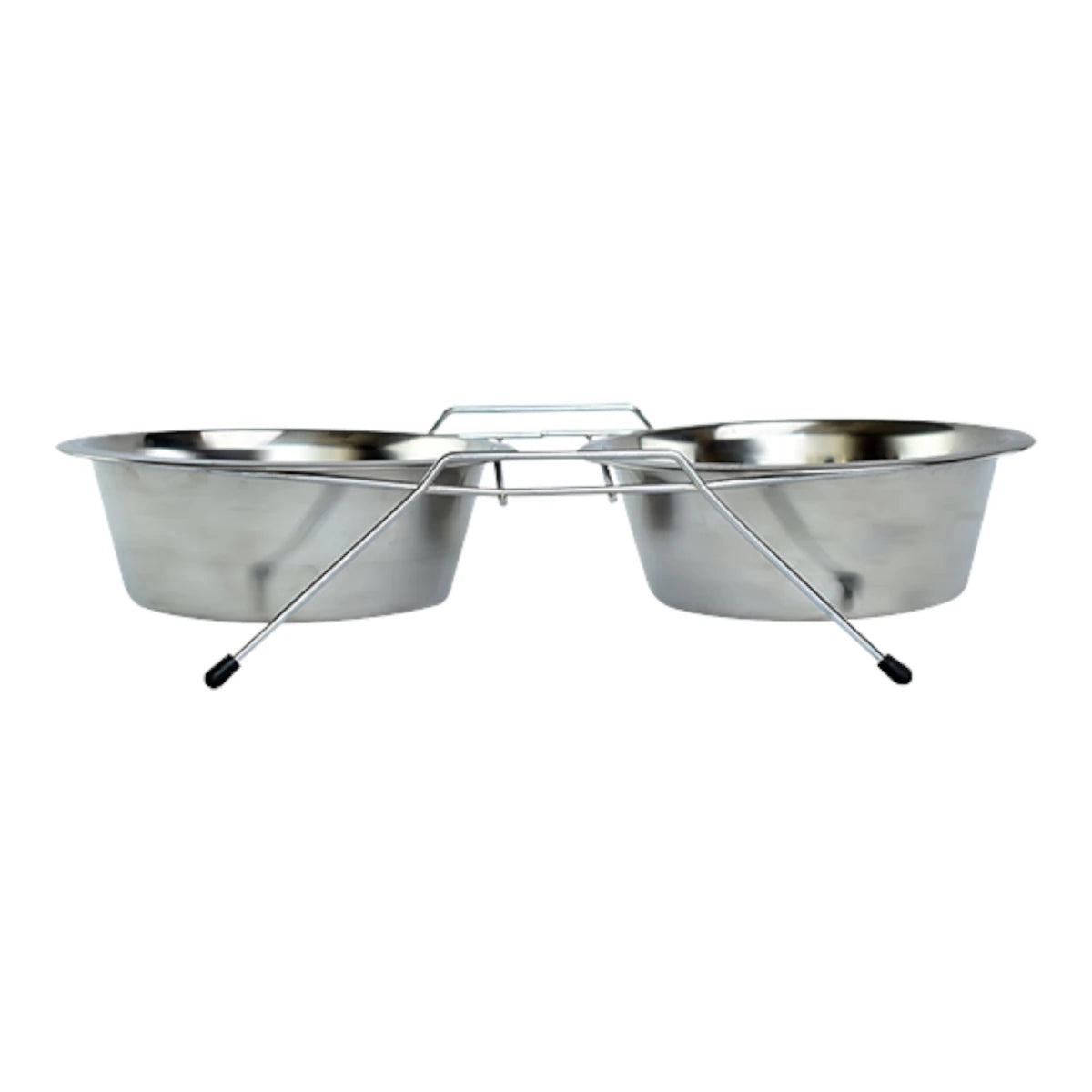 Comedero doble para perros con platos de acero inoxidable y estructura elevada con gomas antiderrapantes