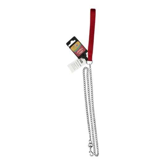 Correa  Fancy Pets metálica cromada de 120 cm con agarradera de nylon roja, ideal para razas medianas de hasta 25 kg.