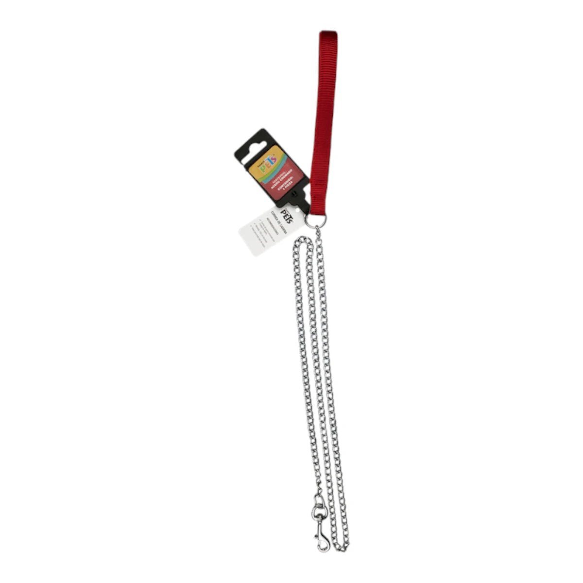 Correa con cadena de 3mm, Agarradera color rojo fancy pets