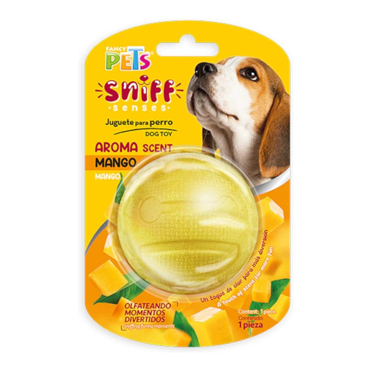 Empaque de pelota para perros con aroma a mango Sniff Senses de Fancy Pets