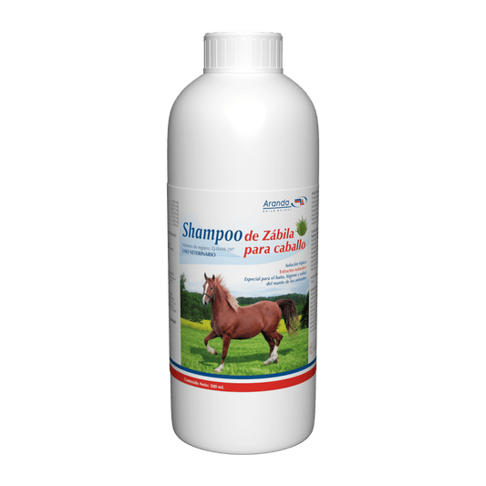 Frasco de Shampoo de Zábila para caballo, ideal para brillo, suavidad y control de parásitos externos como pulgas y ácaros