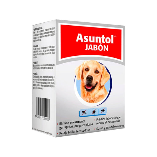 Jabón Asuntol de 80 g para perros, elimina parásitos externos como pulgas, garrapatas y piojos, deja el pelaje brillante