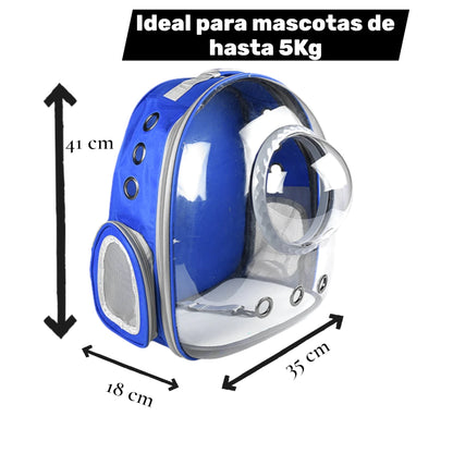 Detalle de las medidas de la mochila de burbuja.