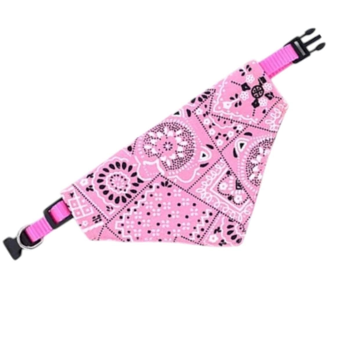 Collar con paliacate rosa para perro o gato, con diseño tipo bandana y cierre de clic