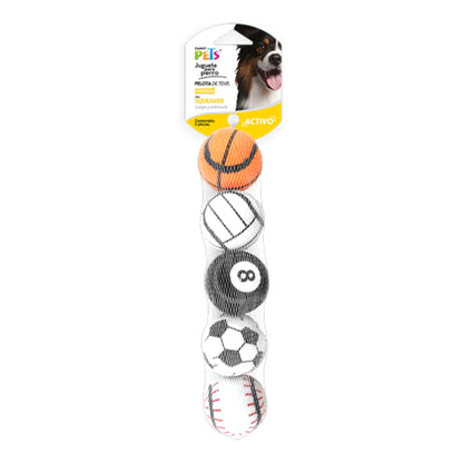 Empaque de las pelotas de tenis mostrando su diseño como pelota de beisbol tenis, voleibol, etc