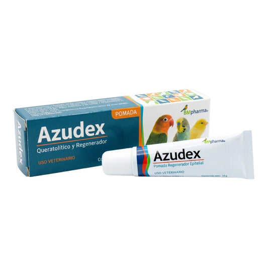 Caja original de Pomada Azudex Marvell 12.5g, tratamiento queratolítico y regenerador para callosidades y costras en patas de aves.