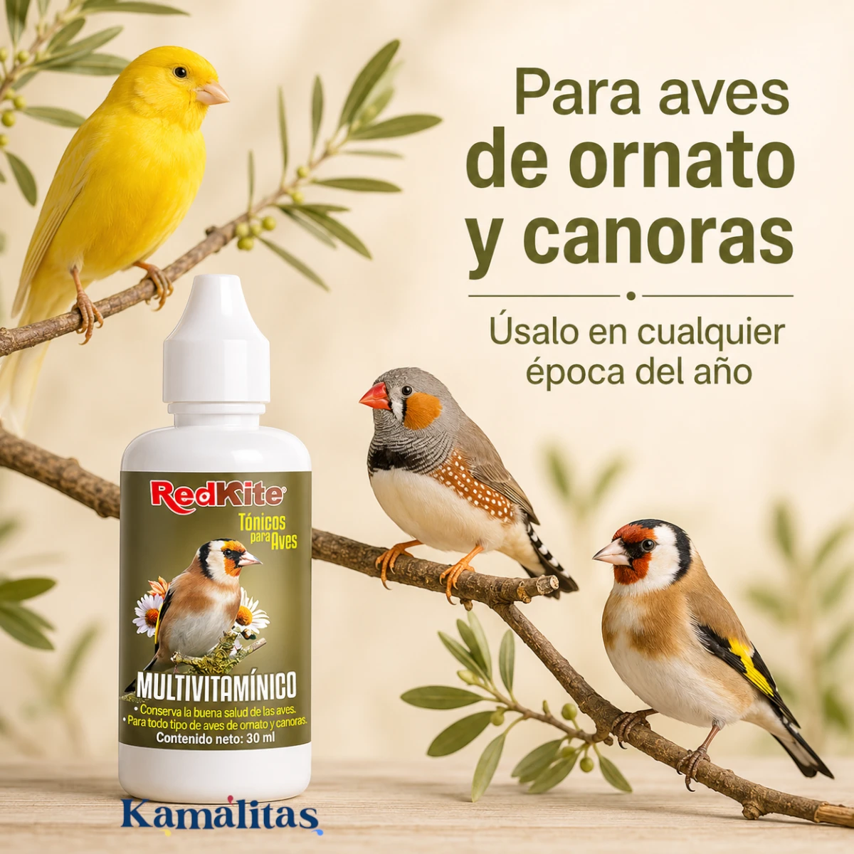 Tónico Multivitamínico RedKite para aves de ornato y aves canoras