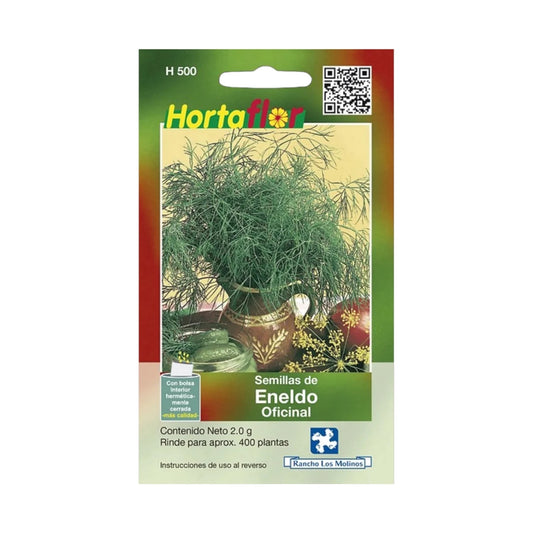 Sobre de semillas de eneldo para cultivar en casa, ideal para huertos urbanos o balcones