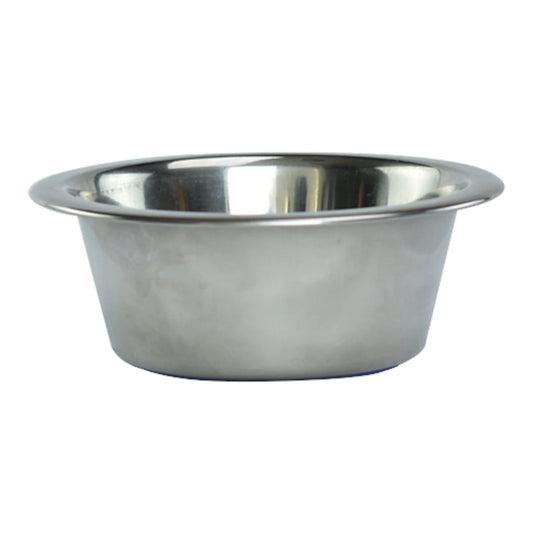 Vista lateral del tazón de acero inoxidable Fancy Pets para mascotas