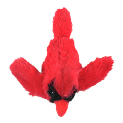 Detalle del material duradero y suave del cardenal rojo que incluye catnip en su interior para mayor atracción.