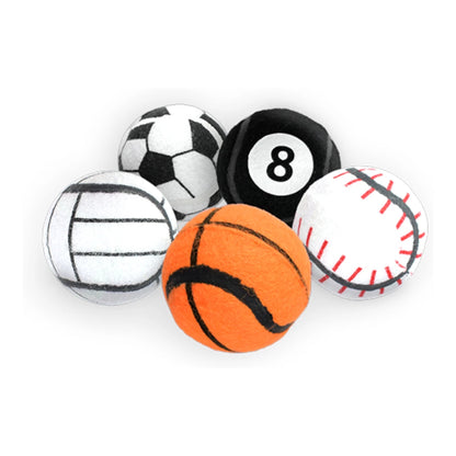 Detalle de las pelotas donde se puede apreciar mejor su diseño tipo pelotas deportivas