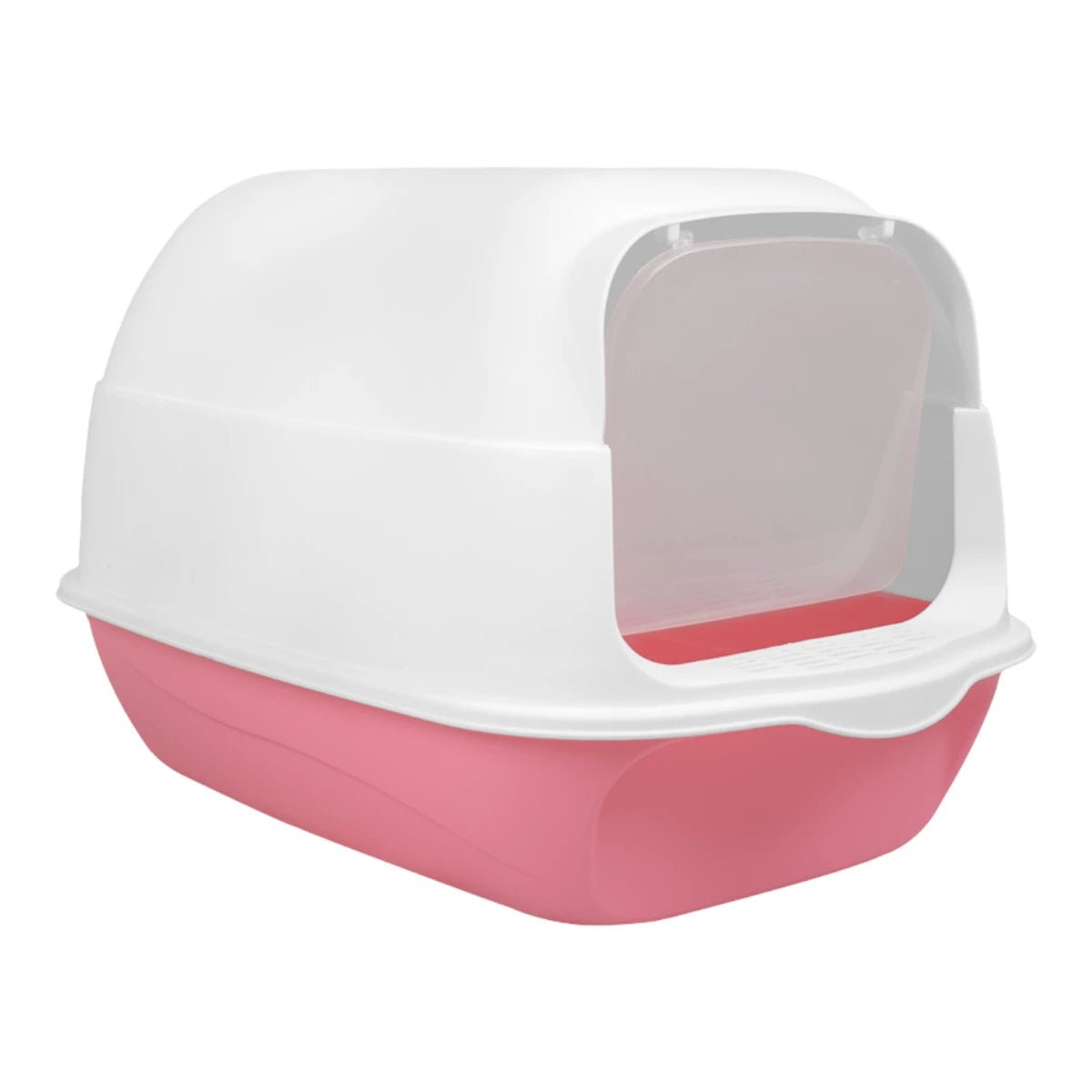 Primer plano del Arenero Cubierto Fancy Pets para gatos, mostrando su diseño cerrado para brindar privacidad y reducir dispersión de arena en el hogar, en Kamalitas.