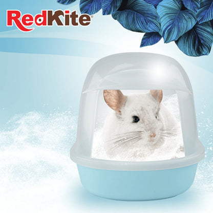 Bañera de plástico marca RedKite con tapa y puerta abatible para baño seco de chinchillas, en Kamalitas.