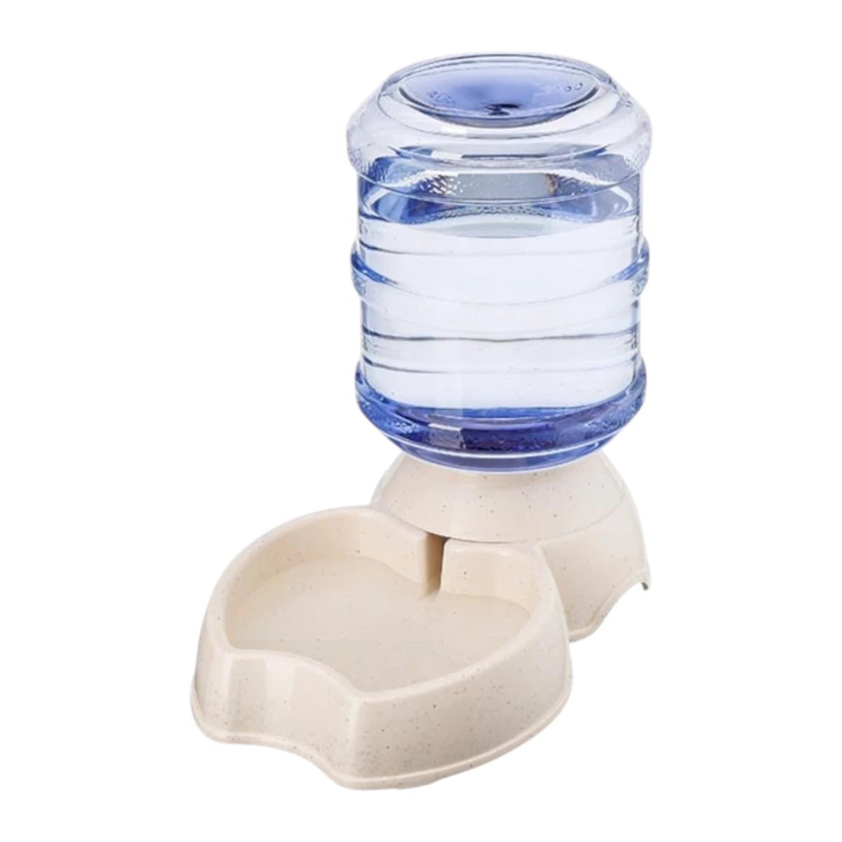Dispensador de agua para perro o gato en color arena con plato ergonómico y sistema de suministro automático.