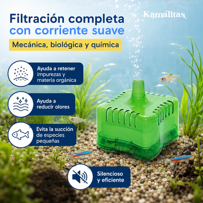 Beneficios del filtro de caja Lomas con filtración mecánica, biológica y química para peces pequeños y de aletas delicadas