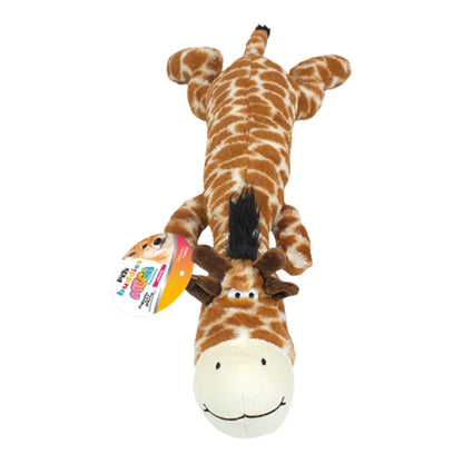 Peluche para perro en forma de jirafa Mega Buddy de 42 cm con diseño de manchas cafés y amarillas, ideal para perros medianos y grandes.