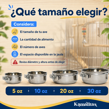 Consideraciones sugeridas para elegir el tazon de tu ave