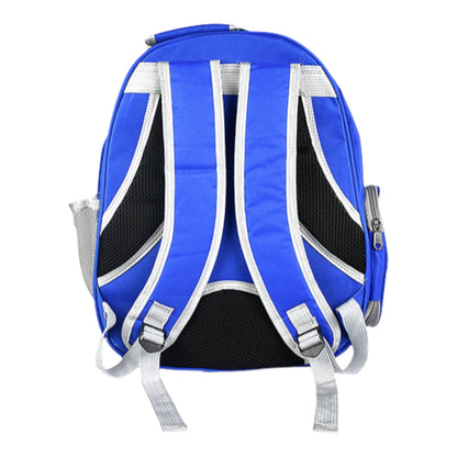 Parte posterior de la mochila para mascotas mostrando las correas acolchadas y ajustables para una mayor comodidad del dueño durante los paseos.