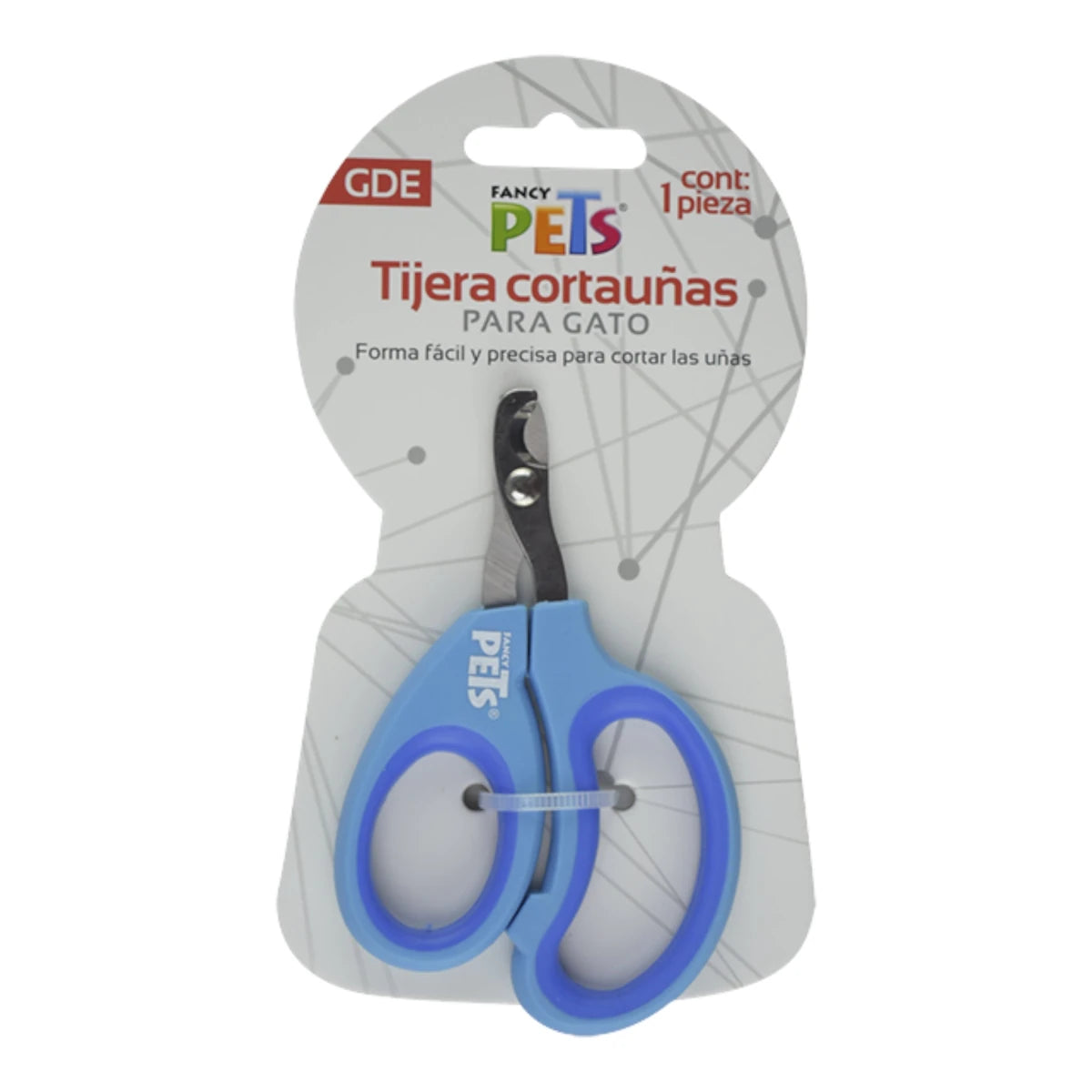 Empaque individual de la tijera cortauñas para gato y perro pequeño de Fancy Pets, destacando su forma fácil y precisa.
