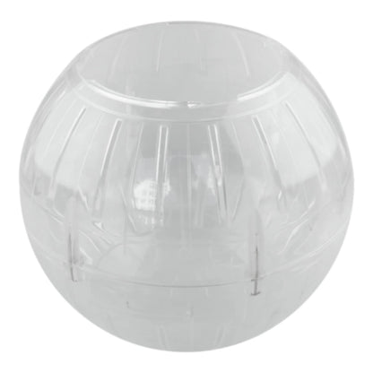 Vista detallada de la esfera transparente con ranuras de ventilación y sistema de tornillos para un ensamblaje seguro.