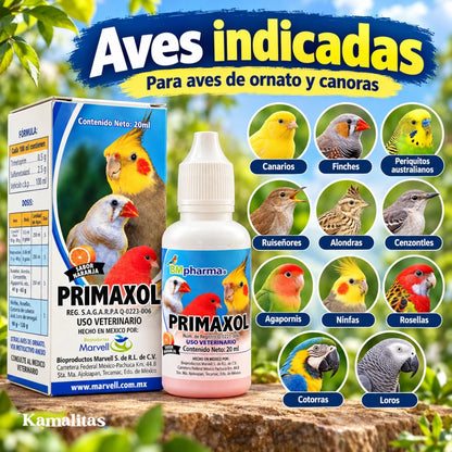 Primaxol esta indicado para un amplia variedad de aves de ornato entre las que destacan loros cotorras o ninfas