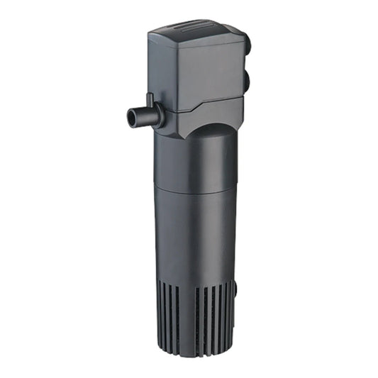 Filtro interno sumergible AquaJet 300 de Lomas, diseño compacto en color negro con bioesponja y sistema de filtración triple para acuarios de hasta 50 litros, en Kamalitas.
