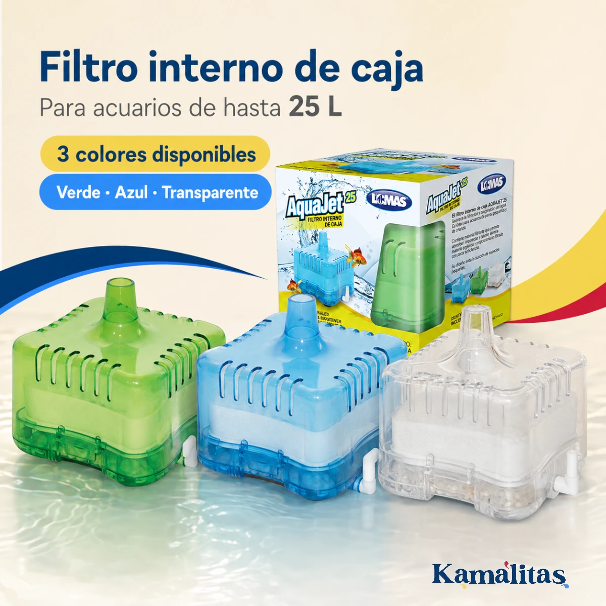 Colores disponbles y caja del producto