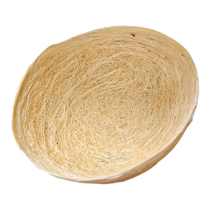 Forro de nido fabricado con fibra natural de ixtle, ideal para la anidación de canarios y jilgueros o palomas