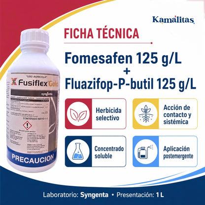 Ficha técnica de Fusiflex Gold con fomesafen 125 gramos por litro y fluazifop-P-butil 125 gramos por litro