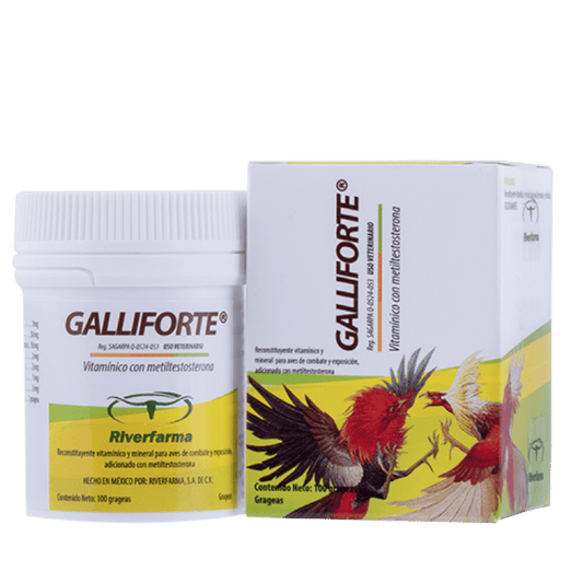 Caja de Galliforte, suplemento vitamínico con minerales y metiltestosterona para gallos de pelea y exhibición