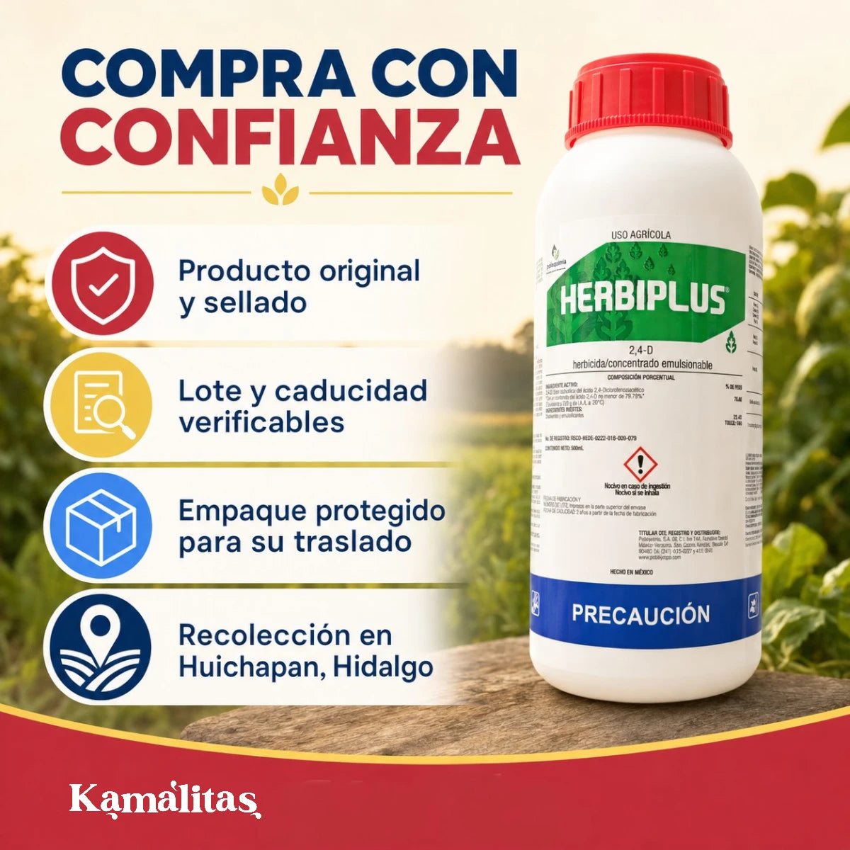 Herbiplus de 500 ml, producto original y sellado con lote y caducidad verificables
