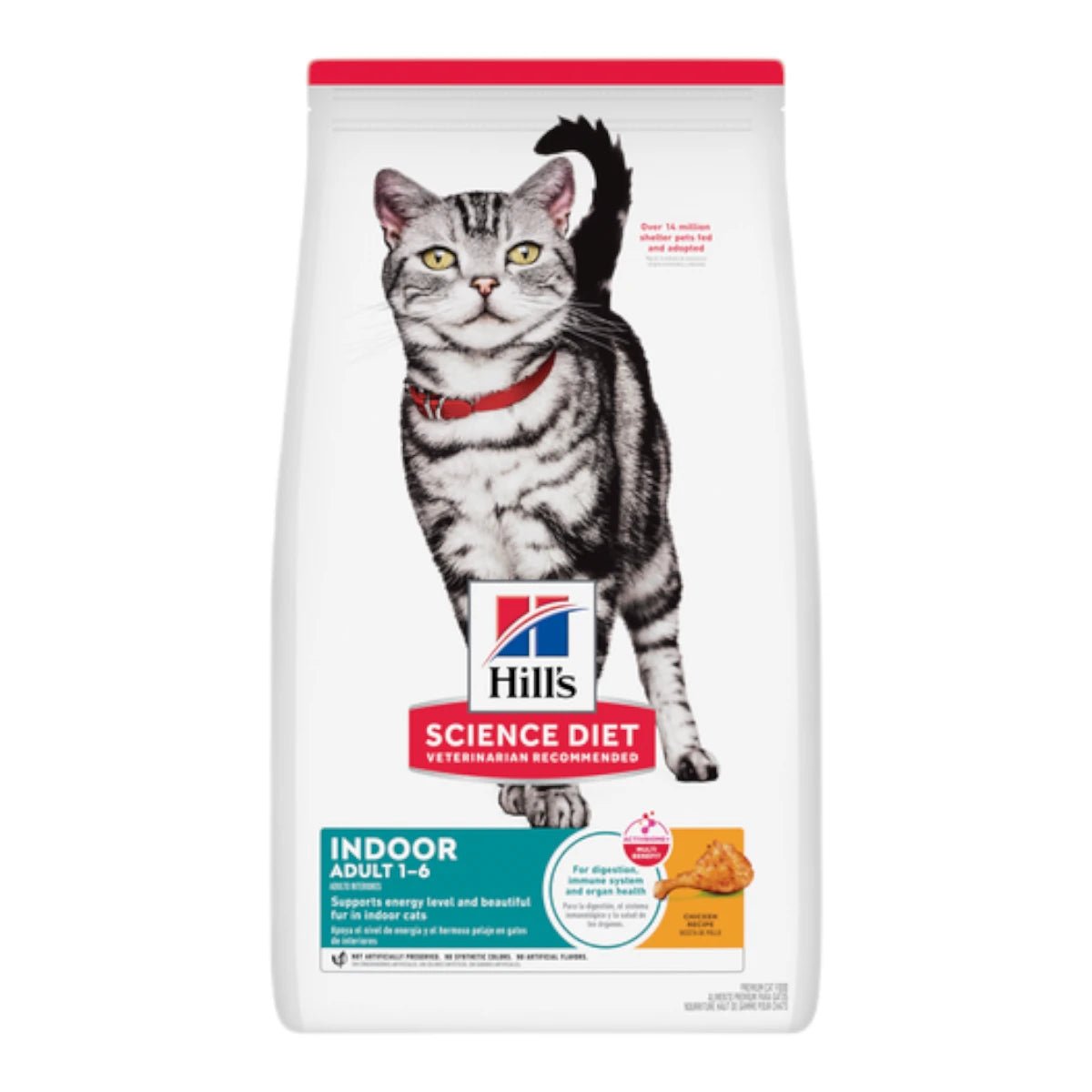 Saco de alimento Hill's Science Diet Adult Indoor sabor pollo para gatos de 1 a 6 años que viven en interiores.