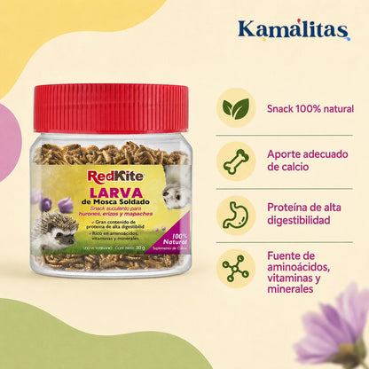 Beneficios de las larvas de mosca soldado RedKite con proteína, calcio, vitaminas y minerales