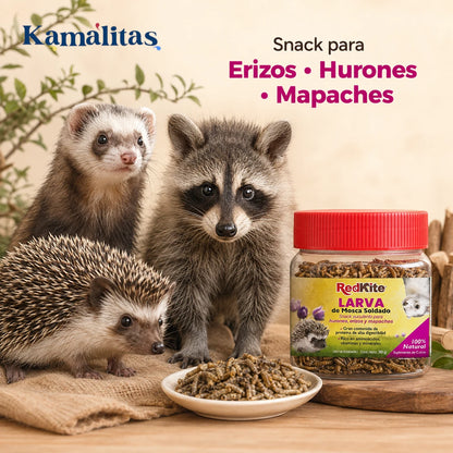 Larvas secas de mosca soldado RedKite para erizos, hurones y mapaches