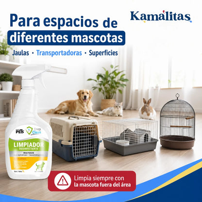 Deep Clean para limpiar jaulas, transportadoras y superficies de espacios para diferentes mascotas