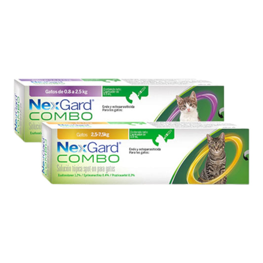 Caja de NexGard Combo para gatos, solución tópica mensual contra parásitos internos y externos.