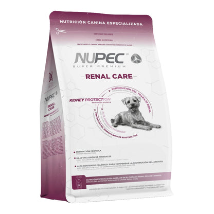 Bolsa de alimento especializado Nupec Renal Care para el soporte de la función renal en perros adultos.
