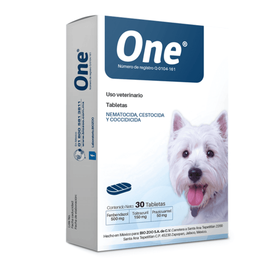 Caja de One Pastilla Desparasitante con 60 tabletas para perros, fórmula oral con fenbendazol, toltrazuril y prazicuantel