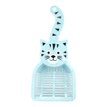 Primer plano del mango ergonómico de la Pala de Arenero para Gatos Diseño Gatito, mostrando el diseño único donde el mango es la cola del gatito, en Kamalitas.