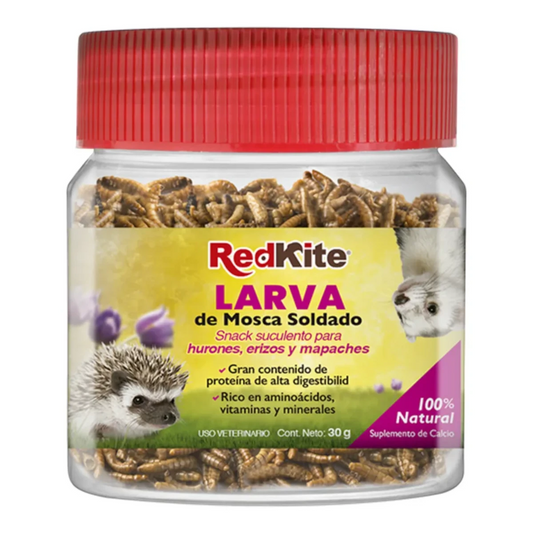 Encvase de 30g de larva de mosca soldado Redkite par hurones, erizos y mapaches