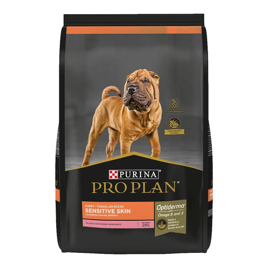 Saco de alimento Pro Plan Puppy Sensitive Digestion y Skin sabor salmón para cachorros disponible en Kamalitas.